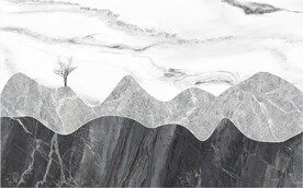灰白根大理石背景墙 山水画