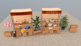 创意摊位su模型