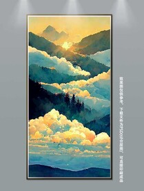 梦幻丛林霞光风景玄关装饰画