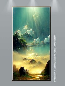 梦幻绿色丛林风景玄关装饰画