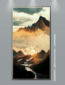 新中式写实山水风景玄关装饰画