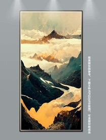 新中式写实山水风景玄关装饰画