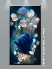 现代立体花朵水晶花玄关装饰画