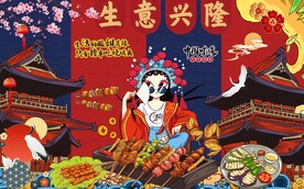 国潮烧烤工装背景图片