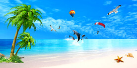 蓝天白云大海沙滩