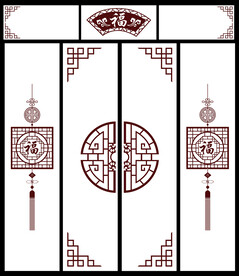 高清分层透明底推拉门打印图一套