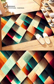 现代轻奢宅寂风简约几何地毯地垫