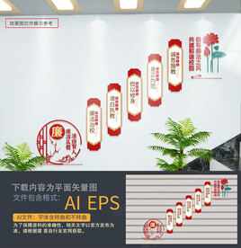 校园廉洁楼梯文化墙