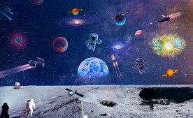 登月太空宇航员背景墙