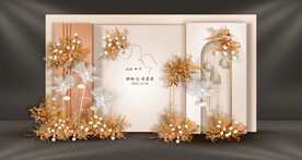 橙色婚礼迎宾区