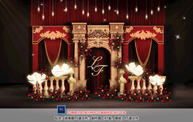 红金色婚礼迎宾区