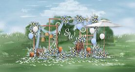 蓝色户外迎宾区