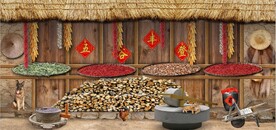 复古80后90后农村民居背景墙