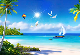 蓝天白云大海沙滩