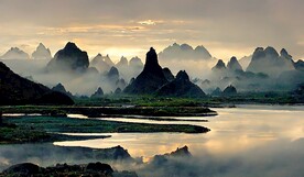 新中式山水艺术风景装饰画