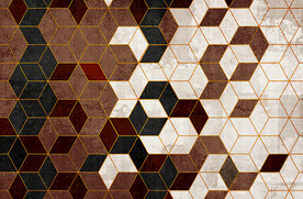 六边形菱形色块抽象地毯图案
