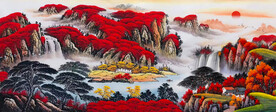鸿运当头山水画