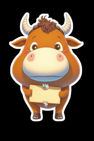 拿着木牌的水牛