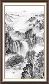 竖幅水墨画