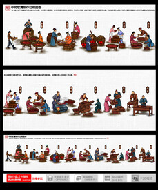 中医膏方制作流程插画