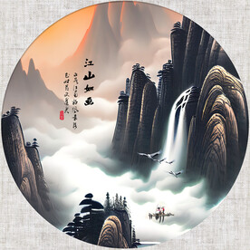 圆形山水画