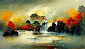 新中式山水风景画鎏金装饰画