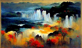 新中式山水风景画抽象装饰画