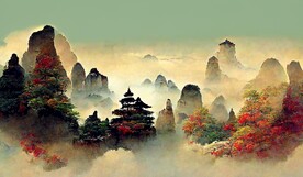 新中式山水古典客厅床头装饰画