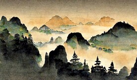 新中式山水古典客厅床头装饰画