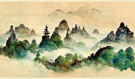 新中式山水古典客厅床头装饰画