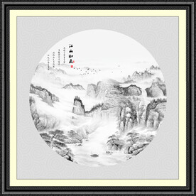 圆形水墨画