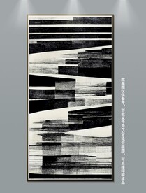 抽象现代几何黑白玄关轻奢装饰画