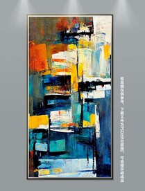 高级现代油画抽象肌理玄关装饰画