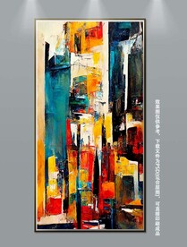 高级现代油画抽象肌理玄关装饰画