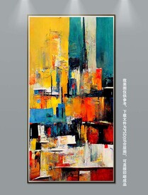 高级现代油画抽象肌理玄关装饰画