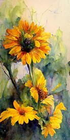 现代简约彩绘抽象向日葵装饰画