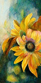 现代简约彩绘抽象向日葵装饰画