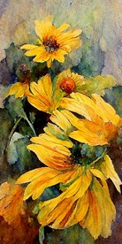 现代简约彩绘抽象向日葵装饰画