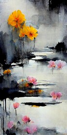 新中式抽象唯美花卉创意装饰画