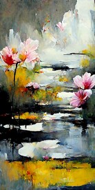 新中式抽象唯美花卉创意装饰画