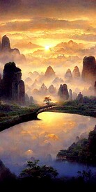 新中式简约抽象山水靠山装饰画