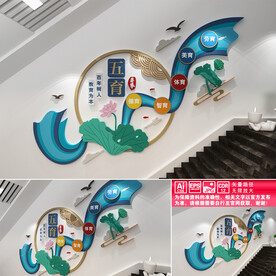 五育并举楼道文化墙