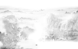 中式水墨山水画背景墙