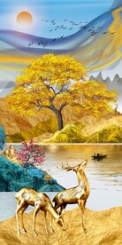 新中式金山麋鹿玄关