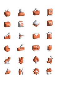 3d立体橙色图标素材