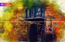 秋季成捆的干草垛