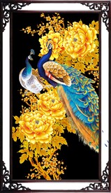 花开富贵孔雀图