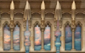 3D拱门建筑背景墙壁画