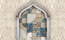 伊斯兰抽象花纹花边背景墙壁画