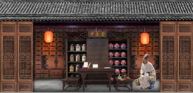 复古怀旧中医堂背景墙壁画